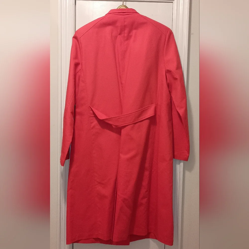 Harve benard salmon cotton long Trench  Jacket Size Large - Picture 4 of 8